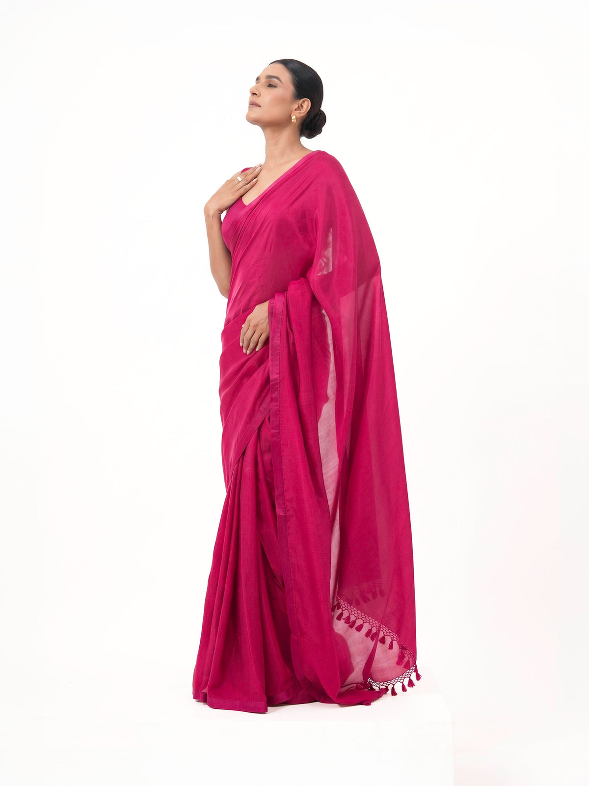Pink Plain Silk Handloom Saree - Sacred Weaves