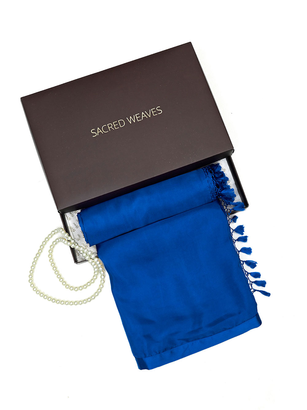 Royal Blue Plain Silk Handloom Saree - Sacred Weaves