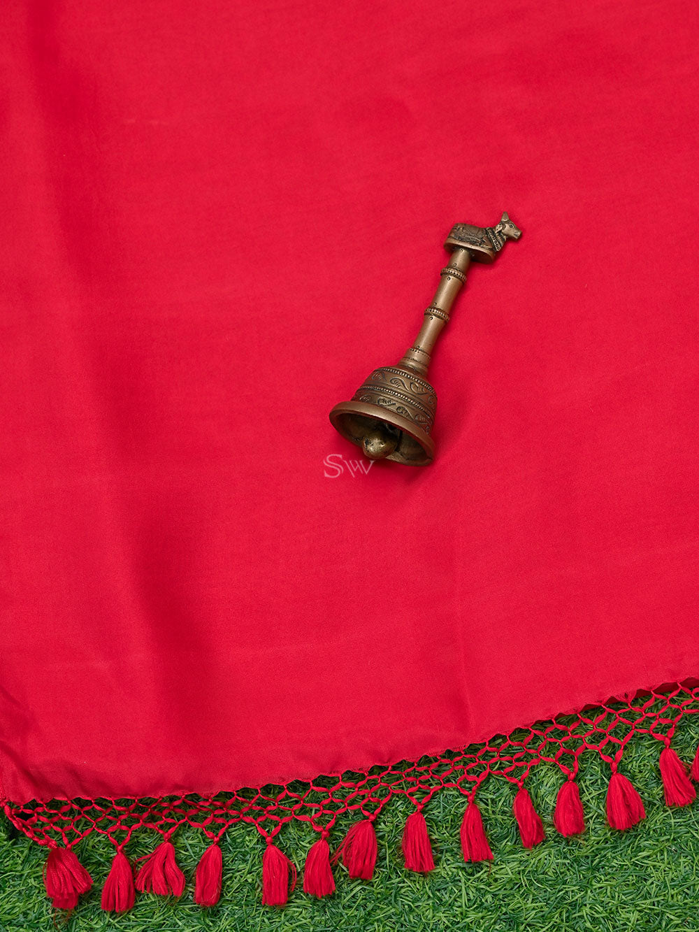 Red Plain Silk Handloom Saree - Sacred Weaves