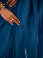 Midnight Blue Plain Silk Handloom Saree - Sacred Weaves