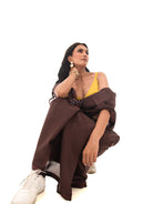 Dark Brown Plain Silk Handloom Saree - Sacred Weaves