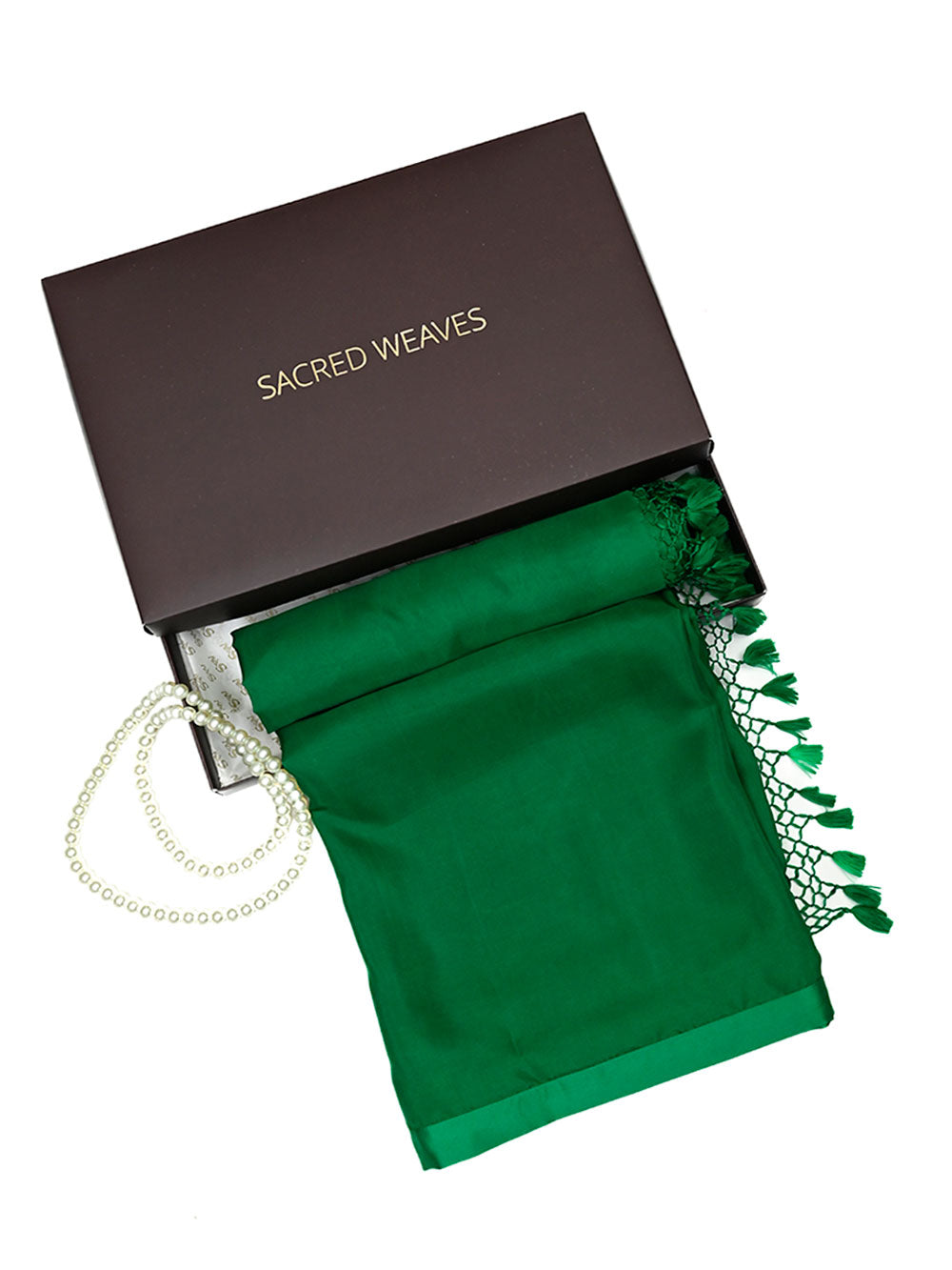 Dark Green Plain Silk Handloom Saree - Sacred Weaves