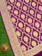 Wine Rangkat Khaddi Georgette Handloom Banarasi Suit - Sacred Weaves