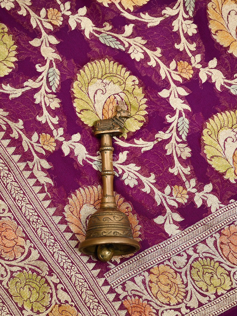 Wine Rangkat Khaddi Georgette Handloom Banarasi Suit - Sacred Weaves
