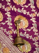 Wine Rangkat Khaddi Georgette Handloom Banarasi Suit - Sacred Weaves