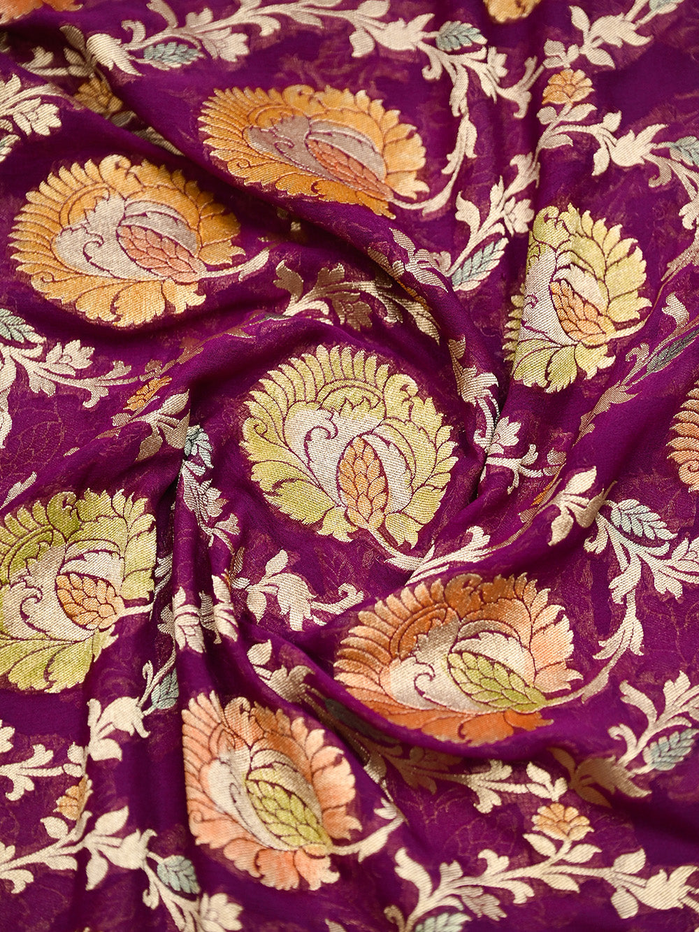 Wine Rangkat Khaddi Georgette Handloom Banarasi Suit - Sacred Weaves