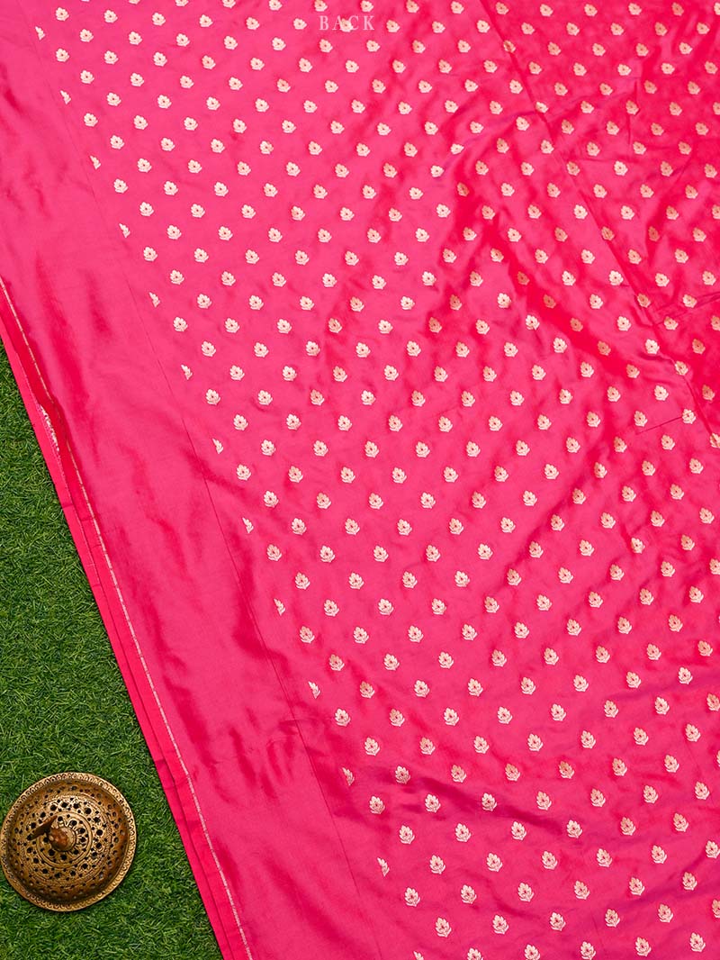 Pink Orange Meenakari Katan Silk Handloom Banarasi Suit - Sacred Weaves
