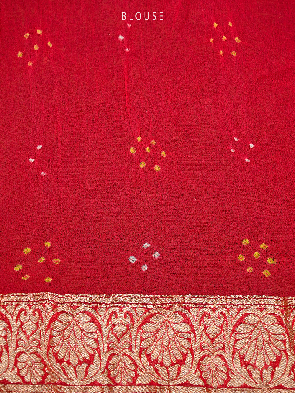 Coral Pink Bandhani Khaddi Georgette Handloom Banarasi Saree