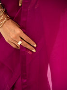 Dark Magenta Plain Organza Handloom Saree - Sacred Weaves