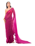 Dark Magenta Plain Organza Handloom Saree - Sacred Weaves