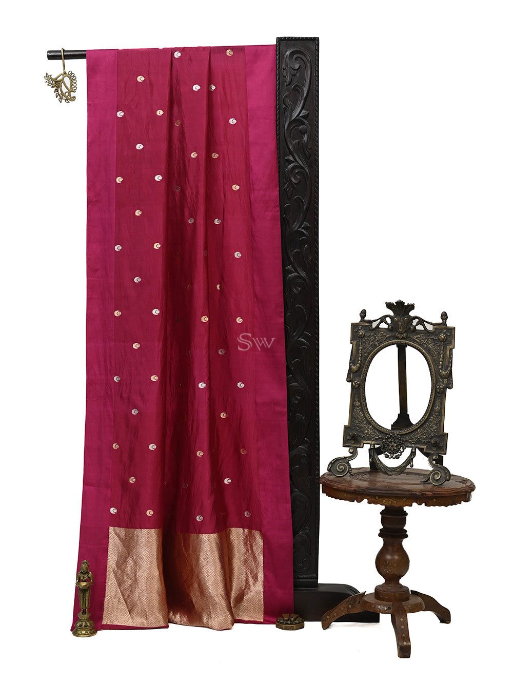Dark Magenta Sona Rupa Katan Silk Handloom Banarasi Saree - Sacred Weaves