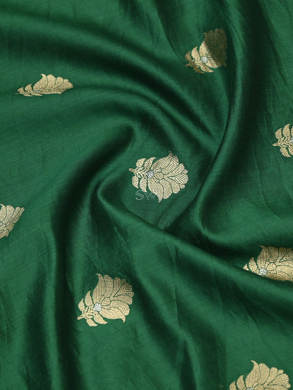 Bottle Green Sona Rupa Chiniya Silk Handloom Banarasi Saree - Sacred Weaves