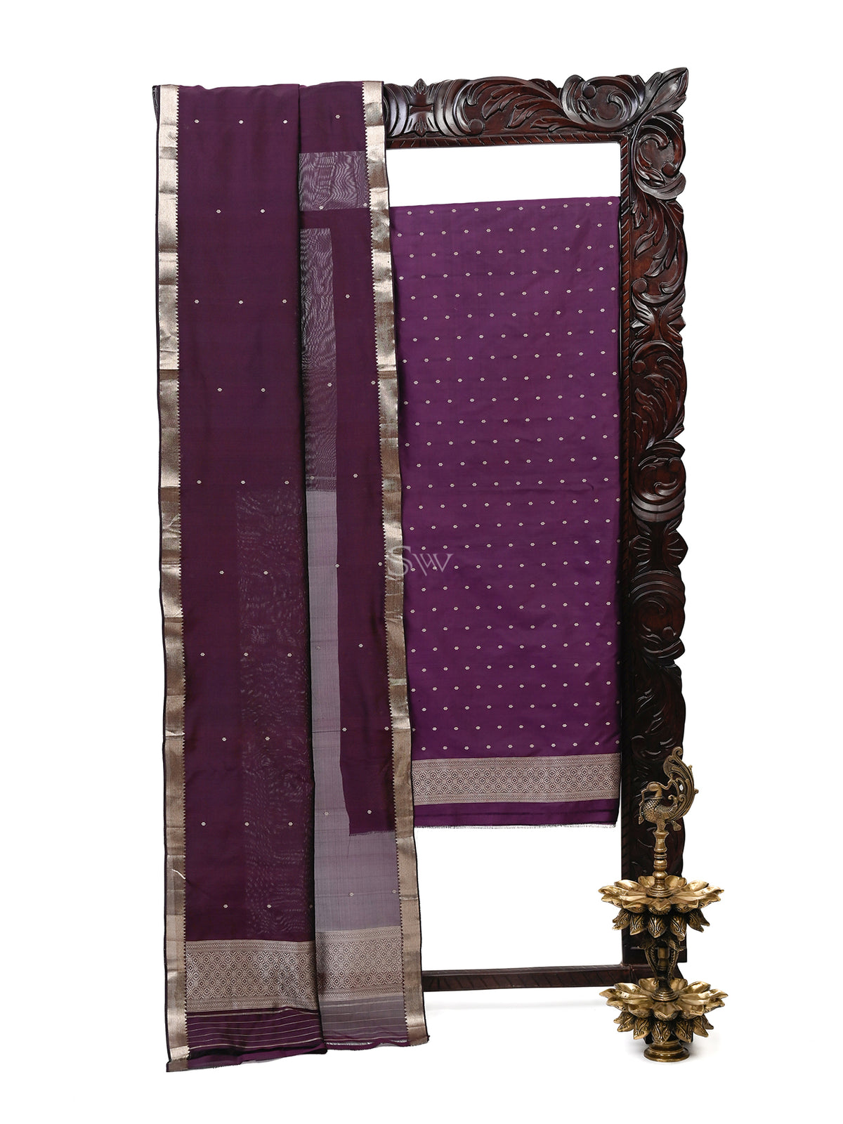 Purple Katan Silk Handloom Banarasi Suit - Sacred Weaves