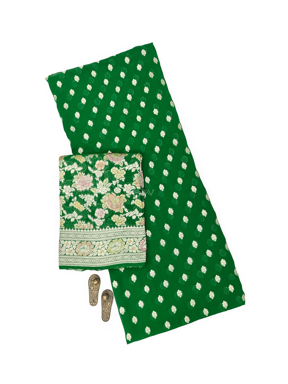 Green Rangkat Khaddi Georgette Handloom Banarasi Suit