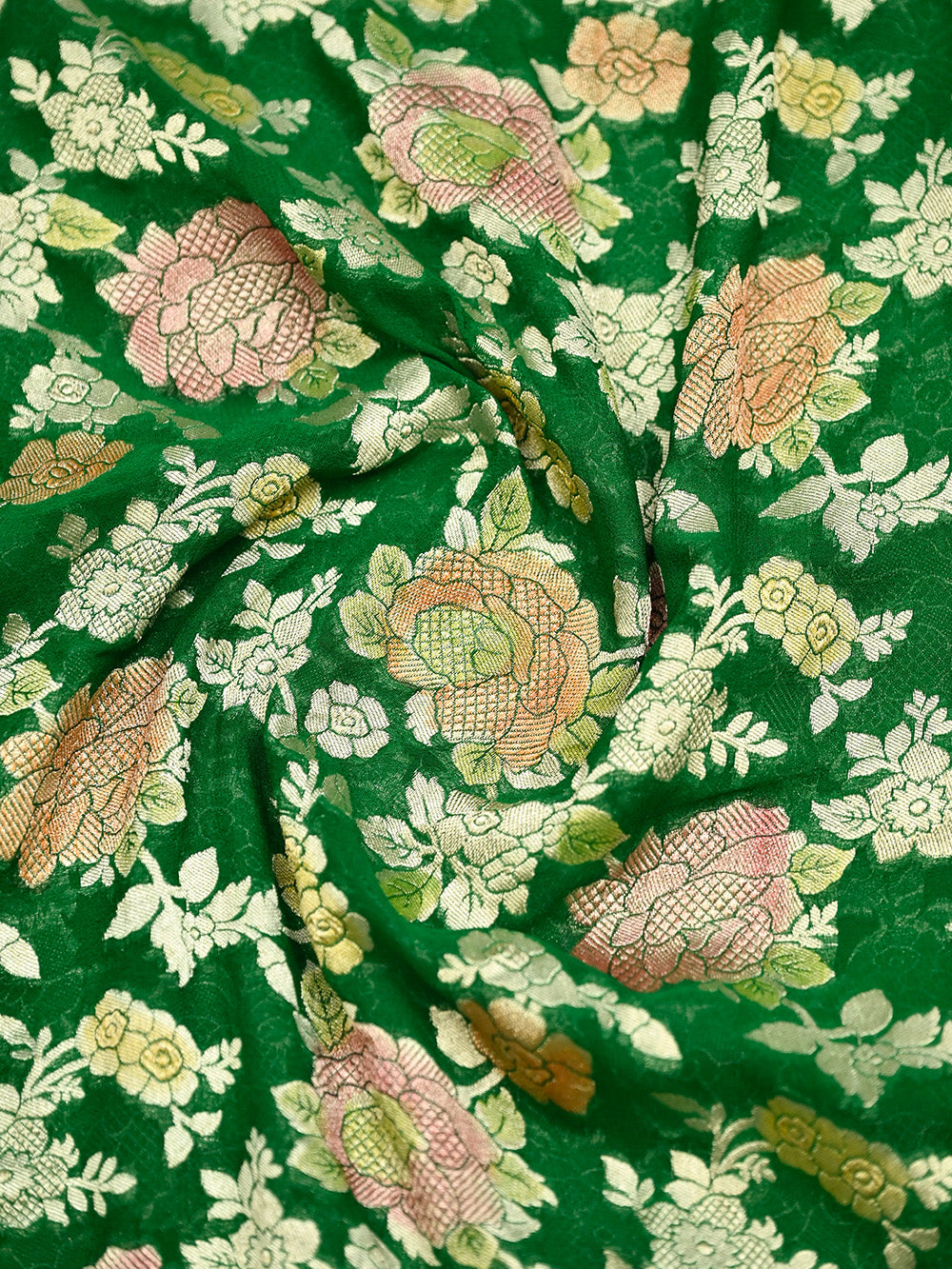 Green Rangkat Khaddi Georgette Handloom Banarasi Suit