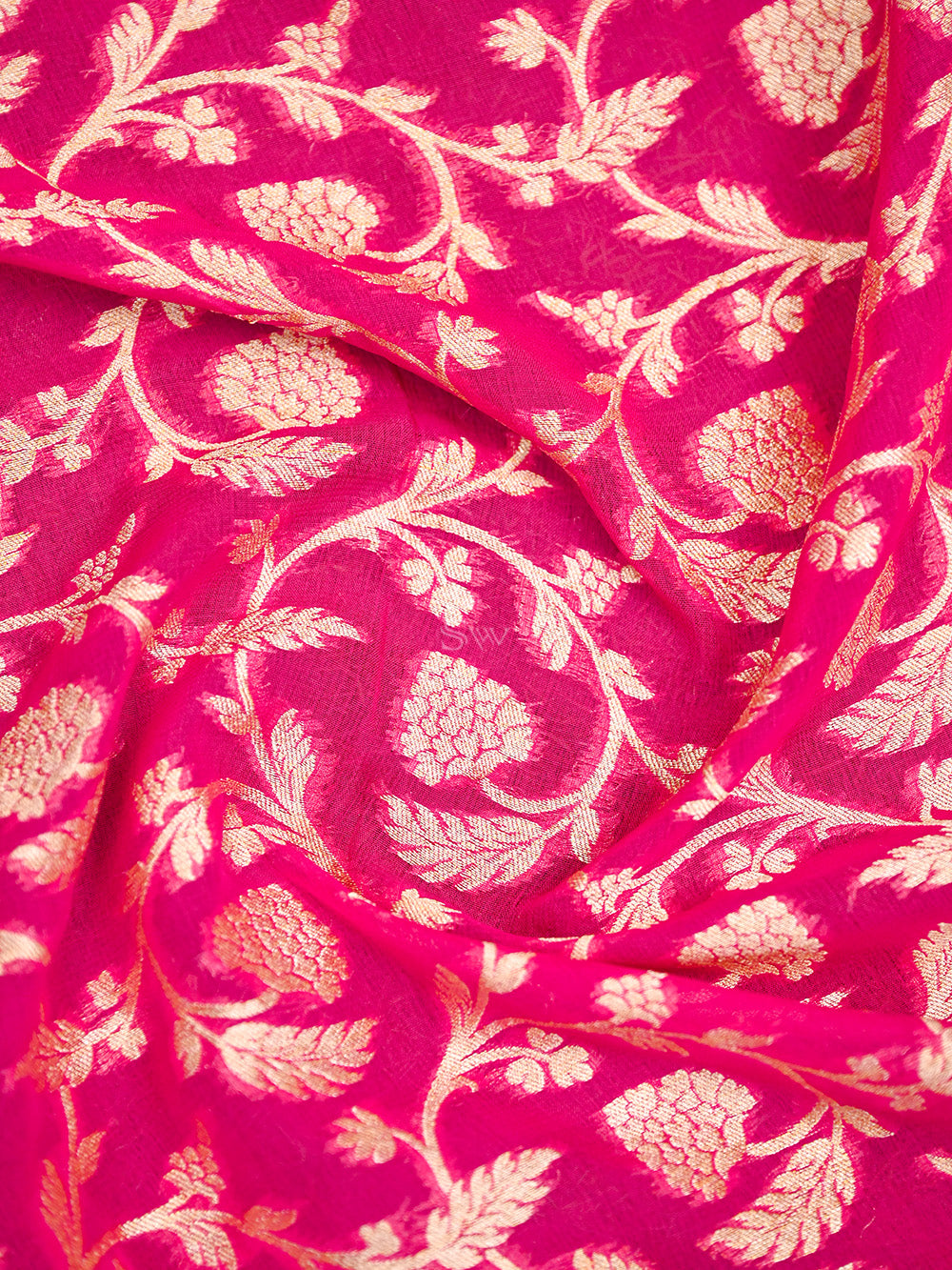 Dark Pink Jaal Khaddi Georgette Handloom Banarasi Saree