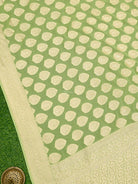 Pista Green Boota Khaddi Georgette Handloom Banarasi Saree - Sacred Weaves