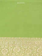 Pista Green Boota Khaddi Georgette Handloom Banarasi Saree - Sacred Weaves
