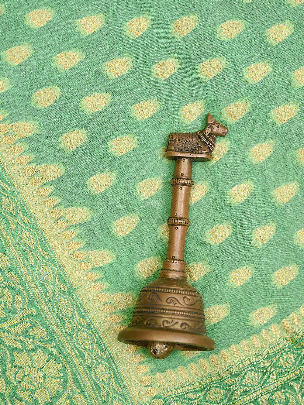 Pastel Green Booti Khaddi Georgette Handloom Banarasi Saree