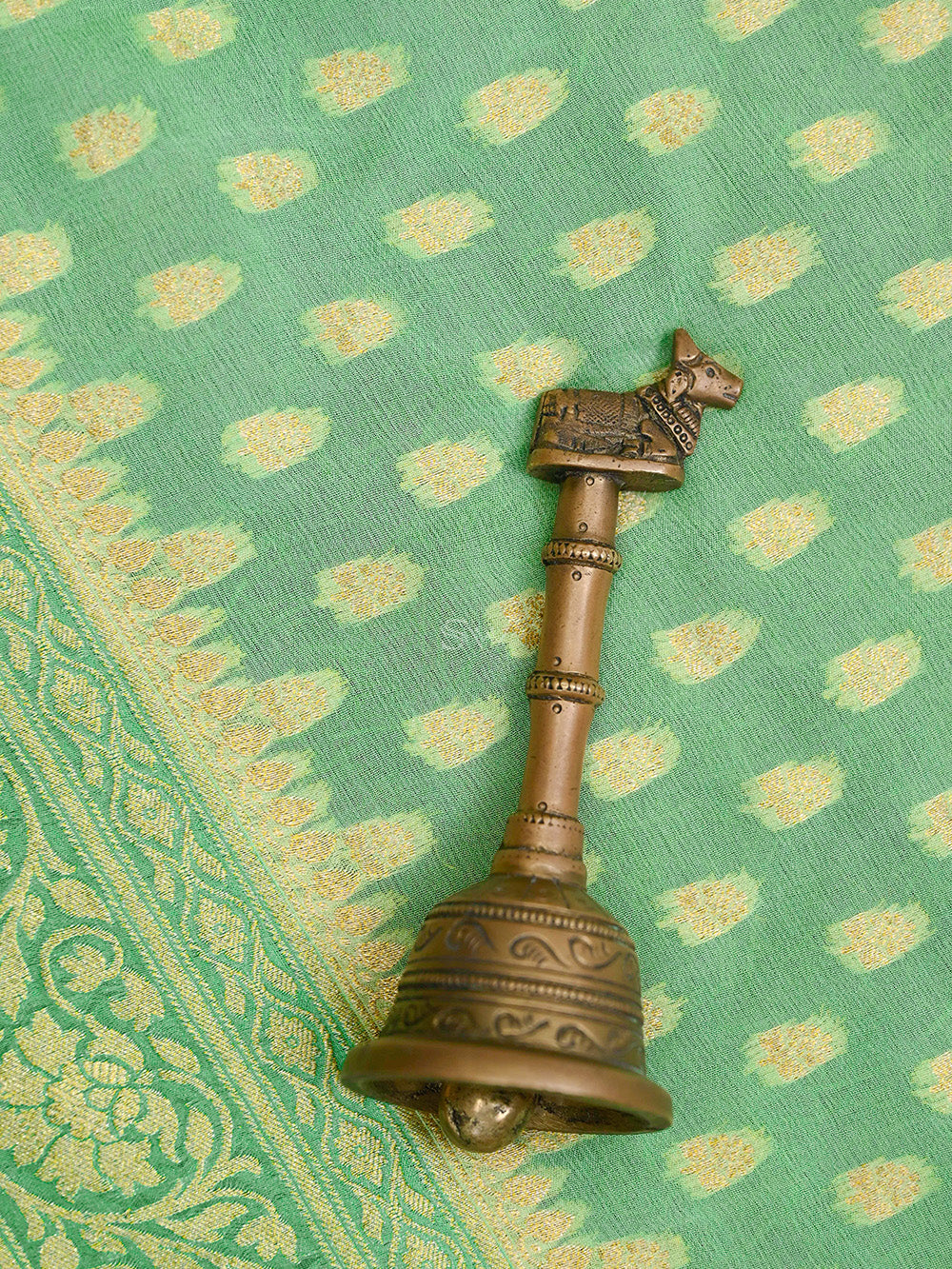 Pastel Green Booti Khaddi Georgette Handloom Banarasi Saree