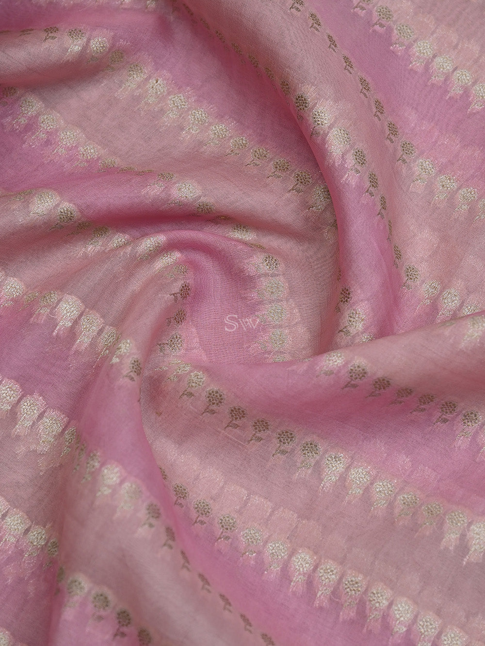 Pastel Pink Rangkat Organza Handloom Banarasi Saree - Sacred Weaves