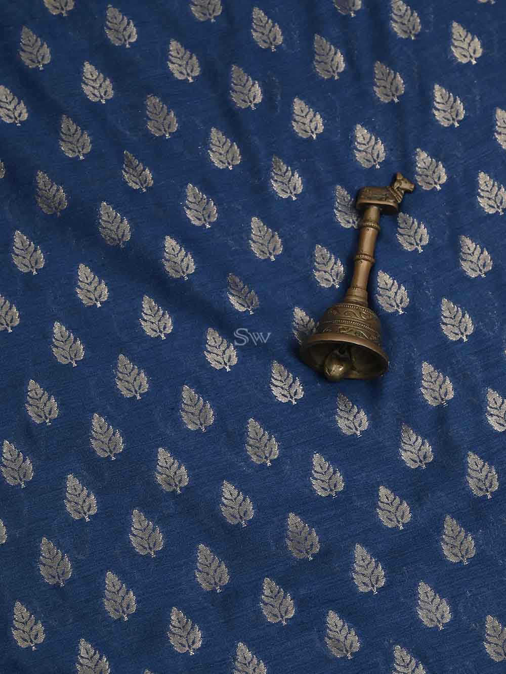 Midnight Blue Moonga Tussar Silk Handloom Banarasi Suit - Sacred Weaves