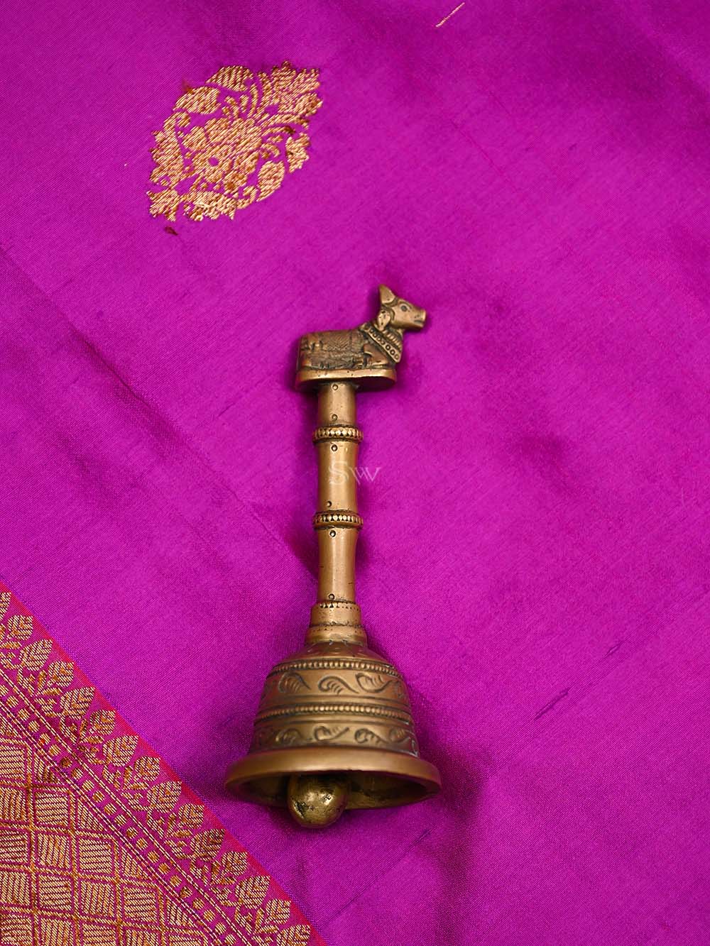 Dark Magenta Booti Katan Silk Handloom Banarasi Dupatta