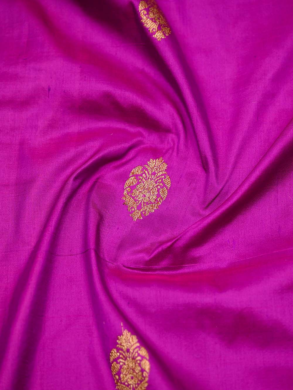 Dark Magenta Booti Katan Silk Handloom Banarasi Dupatta