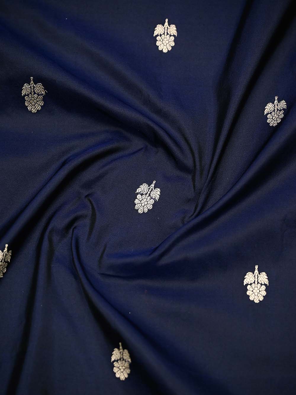 Navy Blue Booti Katan Silk Handloom Banarasi Dupatta