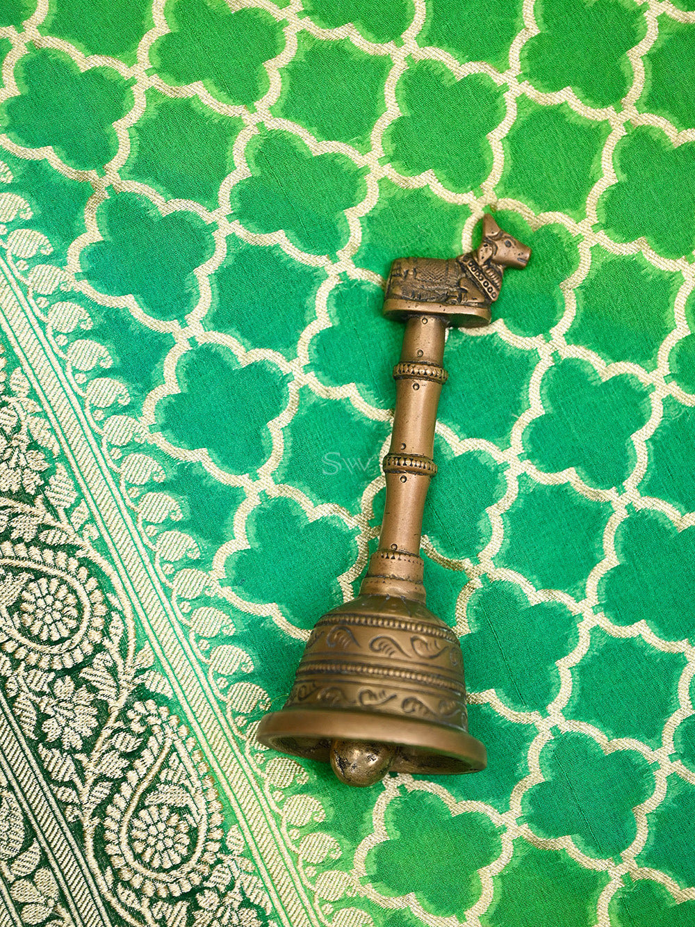Green Rangkat Khaddi Georgette Handloom Banarasi Saree - Sacred Weaves