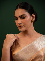 Brown Tissue Brocade Handloom Banarasi Saree - Sacred Weaves