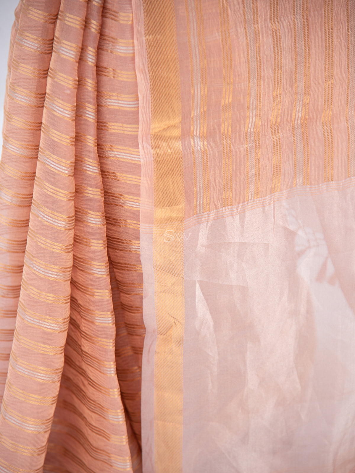 Pastel Pink Tissue Handloom Banarasi Saree - Sacred Weaves