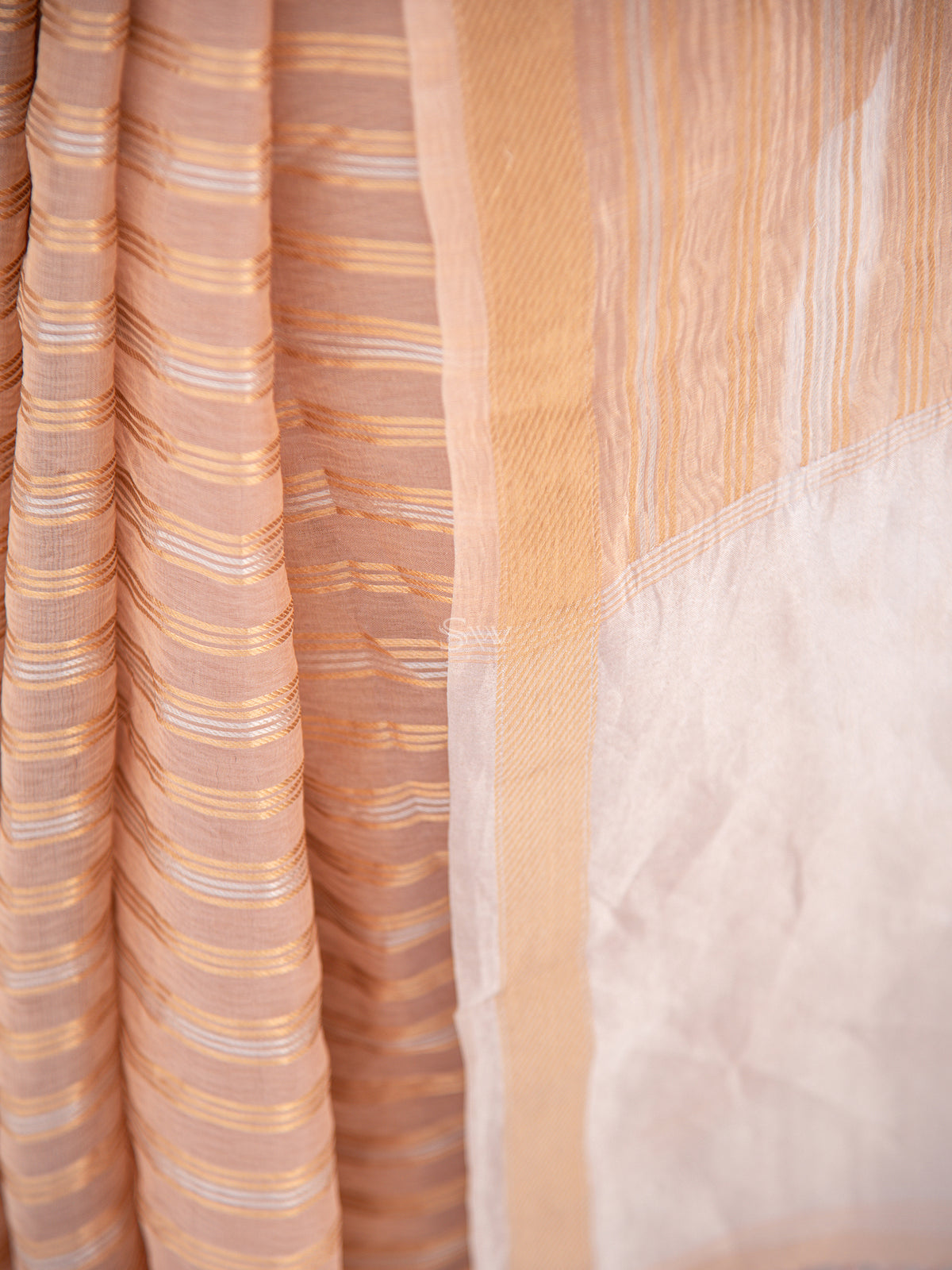 Pastel Brown Tissue Handloom Banarasi Saree - Sacred Weaves