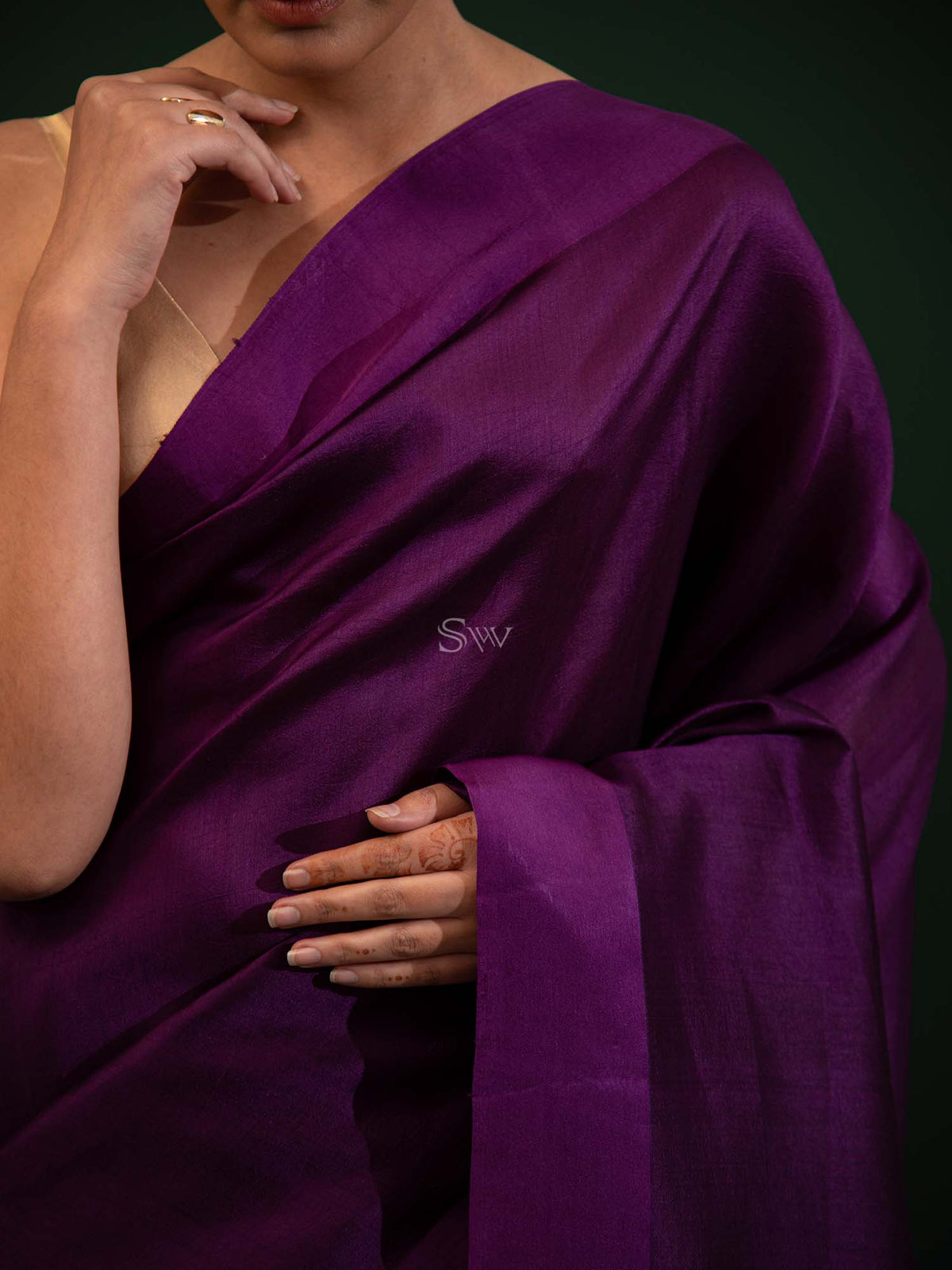 Purple Plain Silk Handloom Saree - Sacred Weaves