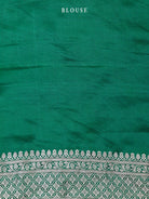 Bottle Green Satin Silk Handloom Banarasi Saree - Sacred Weaves