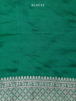 Bottle Green Satin Silk Handloom Banarasi Saree - Sacred Weaves