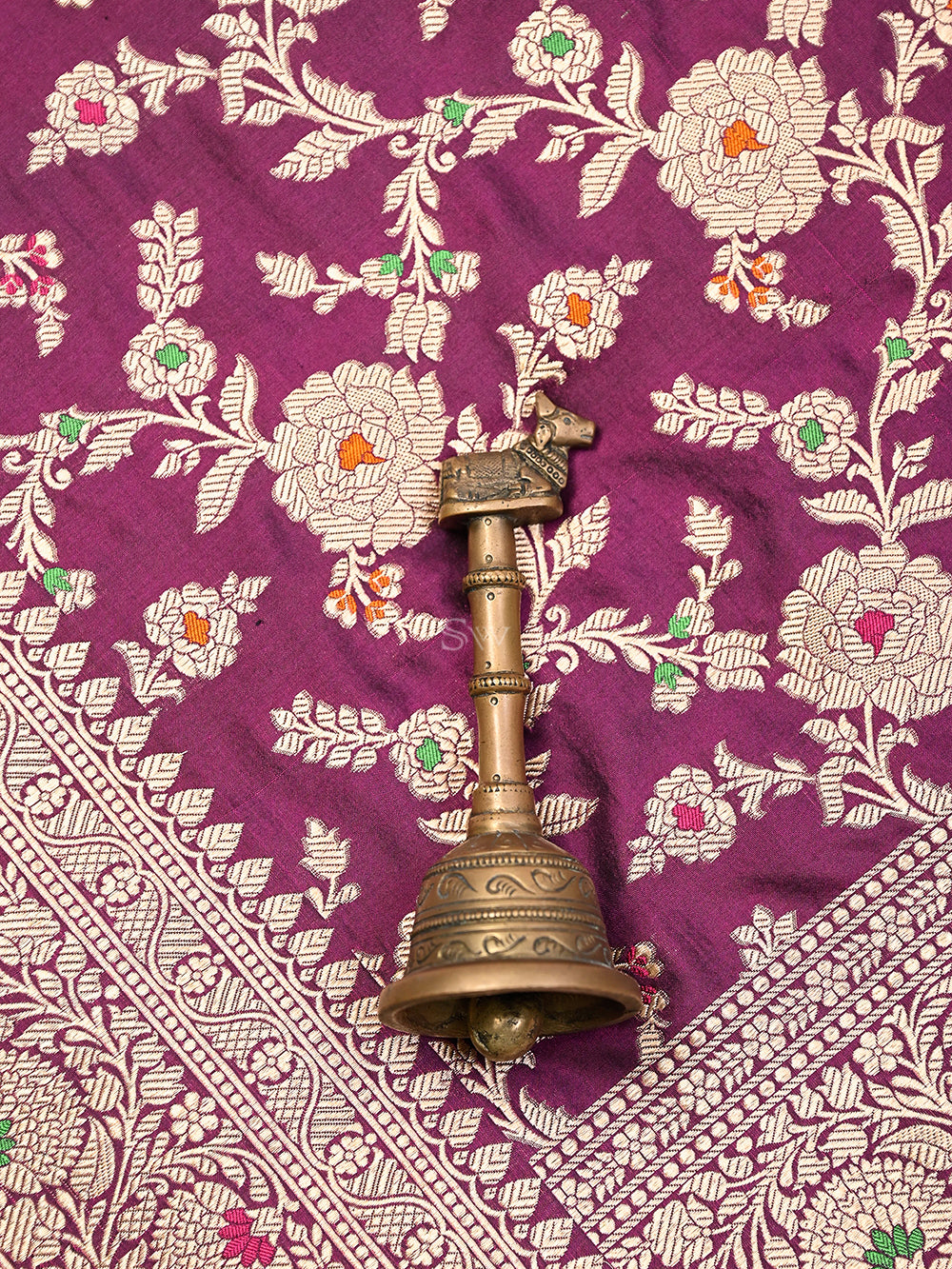 Wine Meenakari Jaal Katan Silk Handloom Banarasi Dupatta - Sacred Weaves