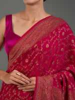 Magenta Jaal Crepe Silk Handloom Banarasi Saree