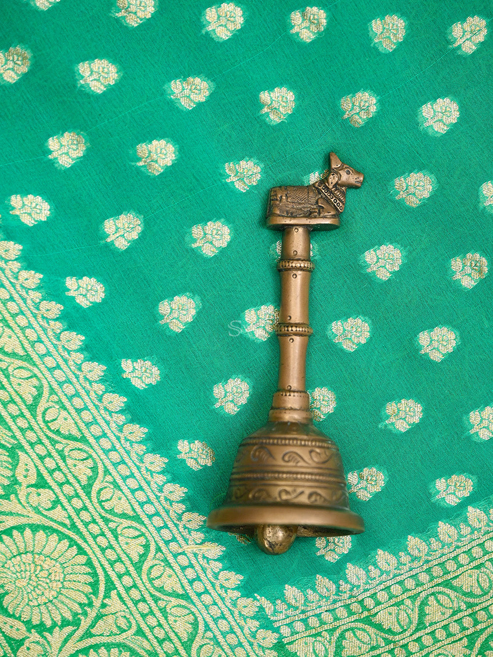 Sea Green Booti Khaddi Georgette Handloom Banarasi Saree - Sacred Weaves