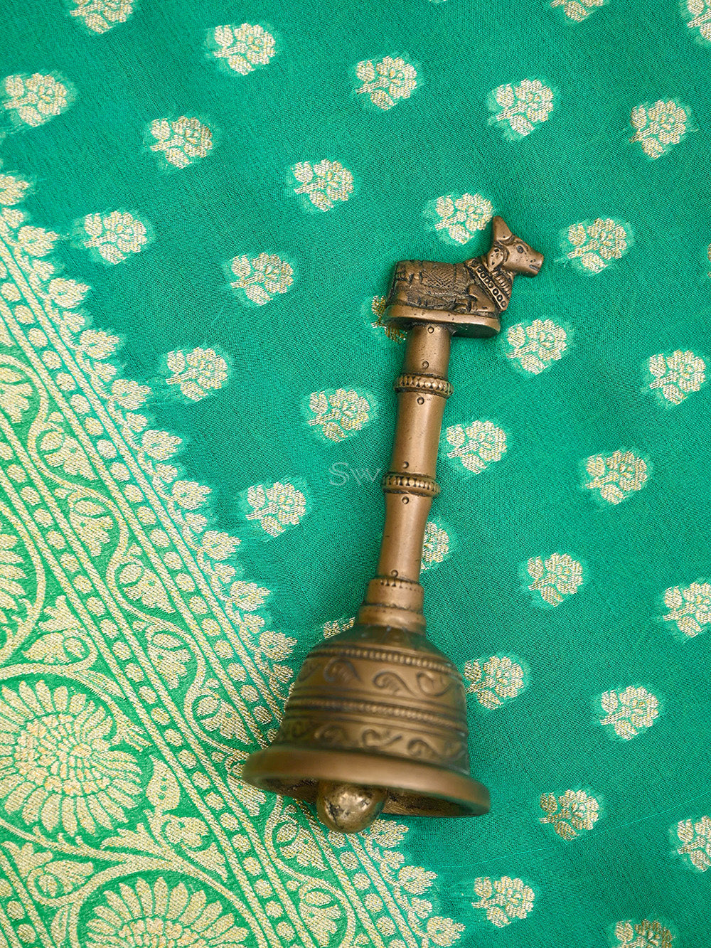 Sea Green Booti Khaddi Georgette Handloom Banarasi Saree - Sacred Weaves