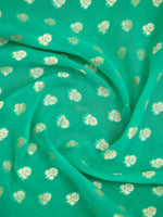 Sea Green Booti Khaddi Georgette Handloom Banarasi Saree - Sacred Weaves