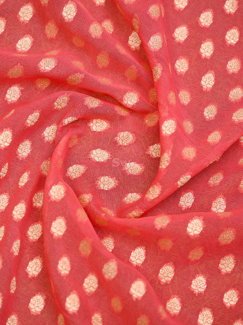 Pastel Pink Booti Khaddi Georgette Handloom Banarasi Saree - Sacred Weaves