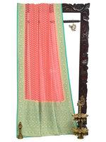 Pastel Pink Booti Khaddi Georgette Handloom Banarasi Saree