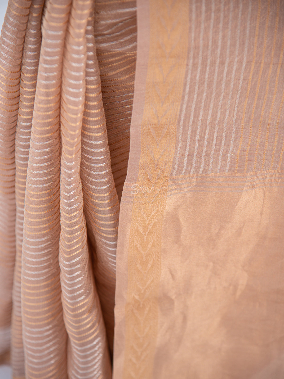 Pastel Brown Tissue Rangkat Handloom Banarasi Saree - Sacred Weaves