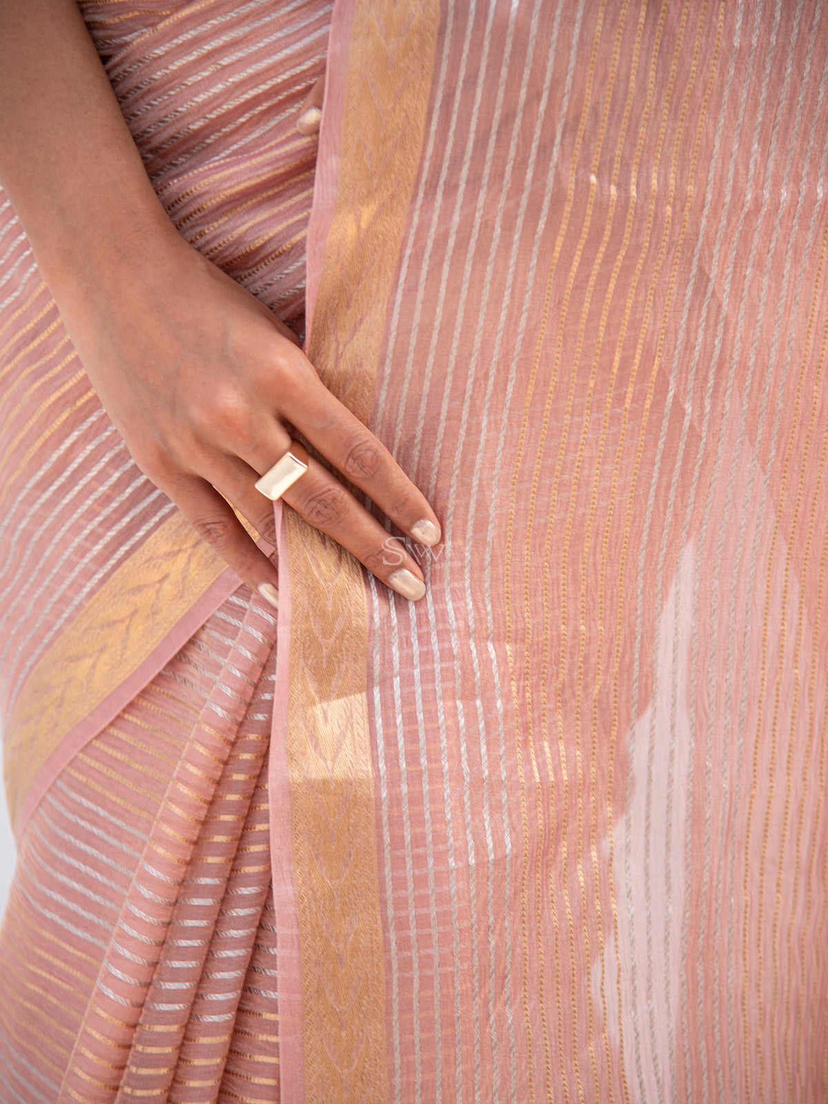 Pastel Pink Tissue Rangkat Handloom Banarasi Saree - Sacred Weaves