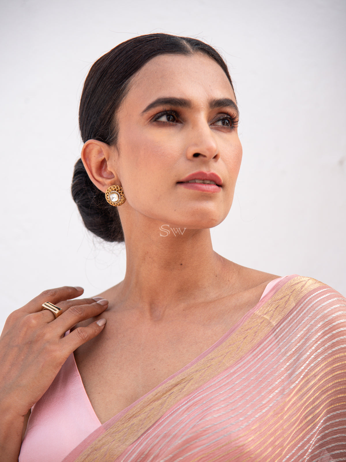 Pastel Pink Tissue Rangkat Handloom Banarasi Saree - Sacred Weaves