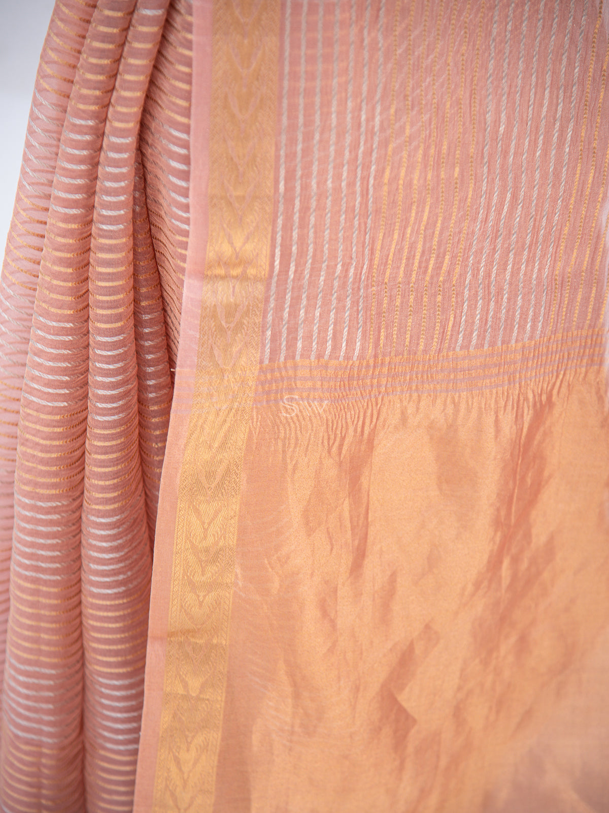 Pastel Pink Tissue Rangkat Handloom Banarasi Saree - Sacred Weaves