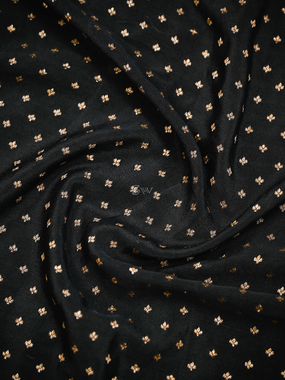 Black Booti Crepe Silk Handloom Banarasi Saree - Sacred Weaves