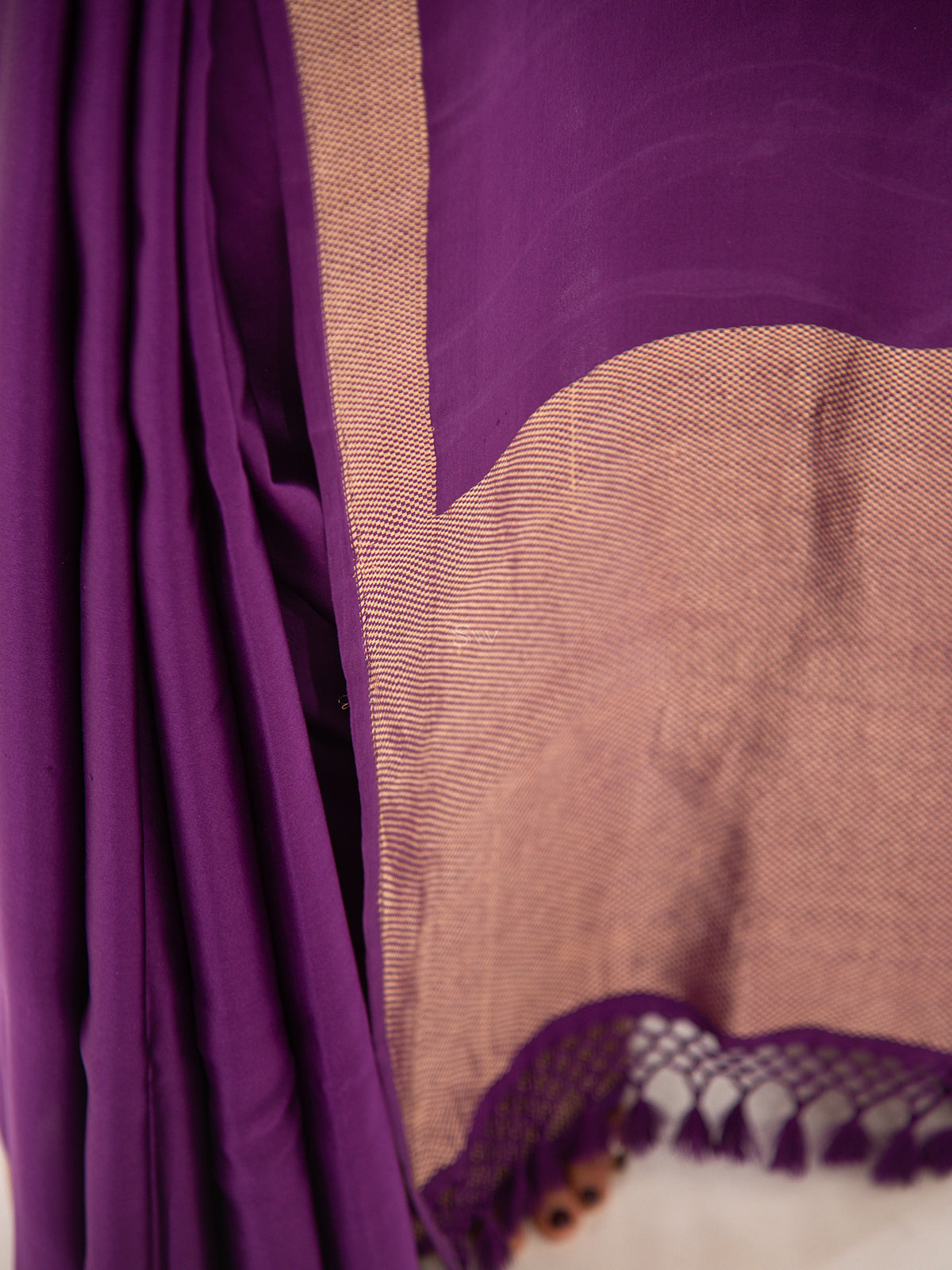 Purple Plain Satin Silk Handloom Banarasi Saree - Sacred Weaves