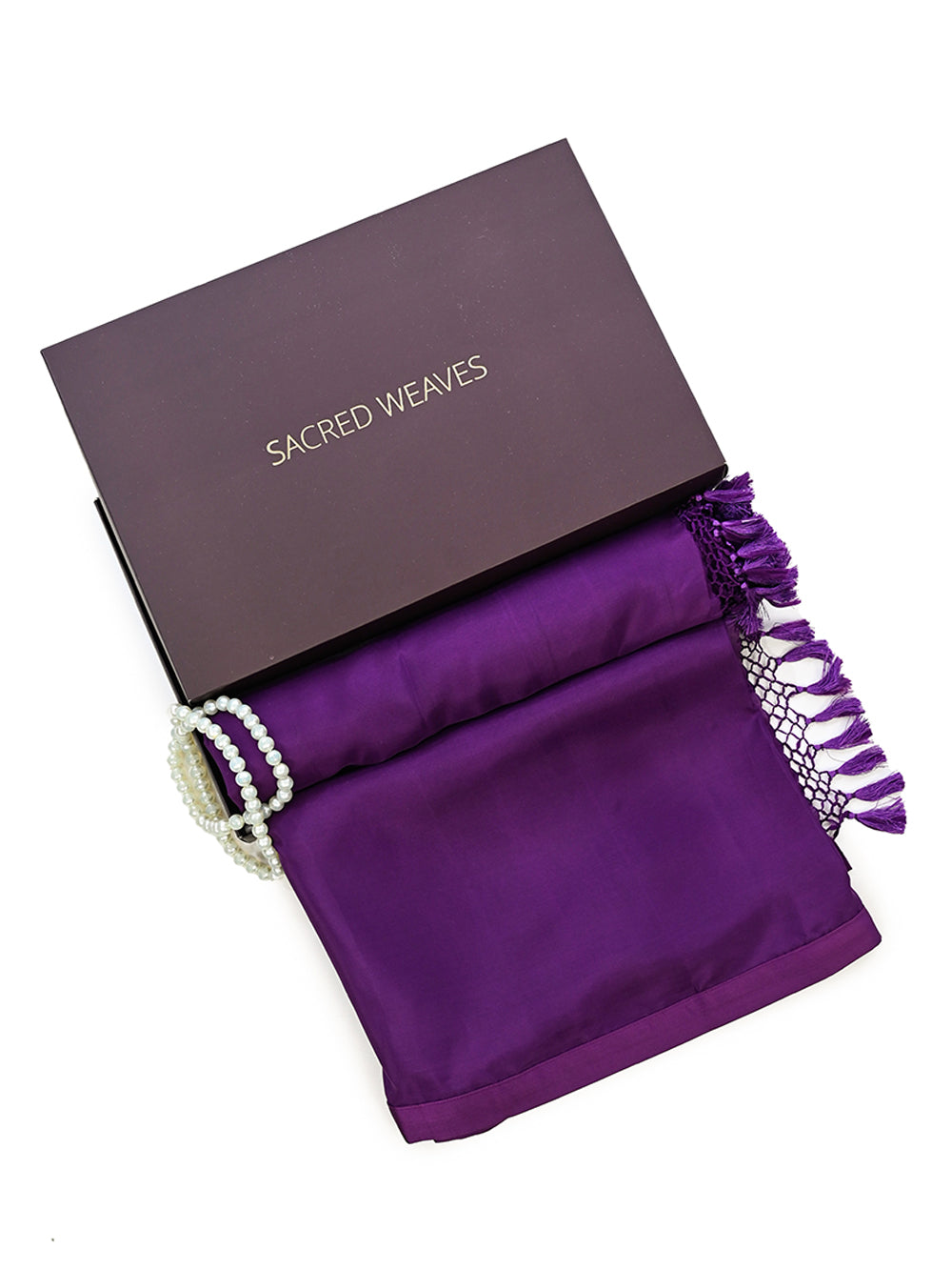 Purple Plain Silk Handloom Saree